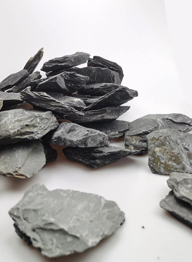 Voulosimi Natural Slate Rocks PH Neutral Stone Perfect Rocks for Aquariums, Landscaping Model,Tank Decoration,Amphibian Enclosures (3.5 LB, 3-5 inch) - Image 2